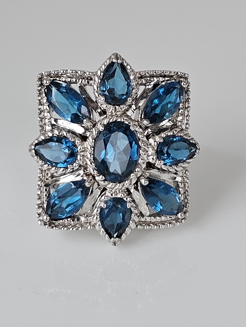 Genuine London Blue Topaz Ring Sterling Silver Size 7!